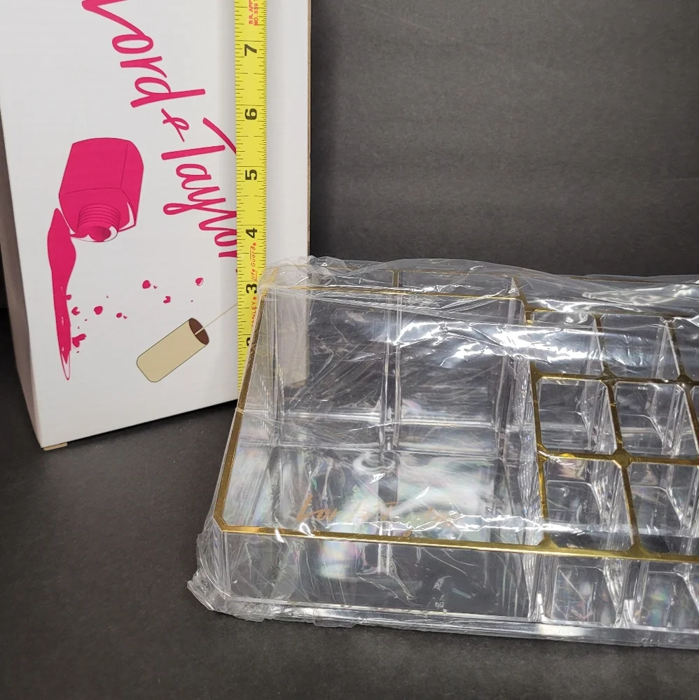 Lord & Taylor Vanity Make Up Caddy NIB Clear & Gold Ltd Editio